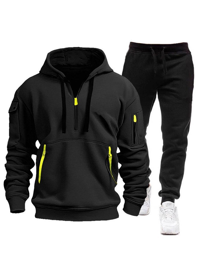 KUYING New Casual Multi Pocket Zipper Hoodie Set  - Image 1