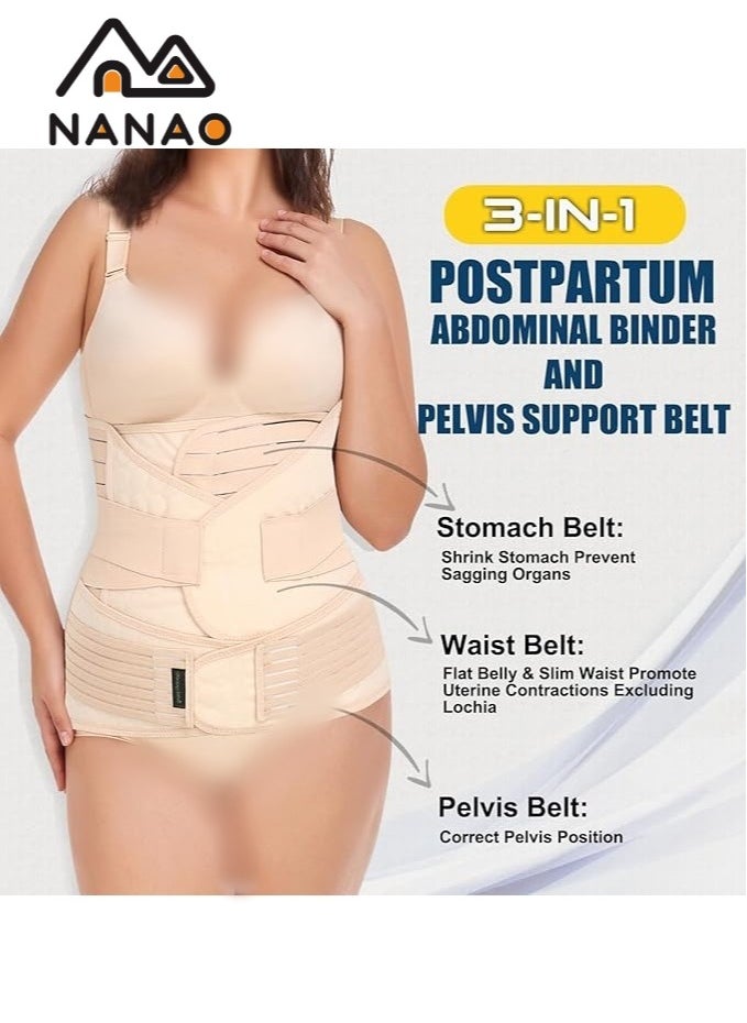 NANAO 3 in 1 Postpartum Belly Corset Belt For Waist, Postpartum Support Waist Belt Shapewear Slimming Girdl,Pelvis And Around The Stomach Very Comfortable Breathable And Under Clothes M  - Image 3