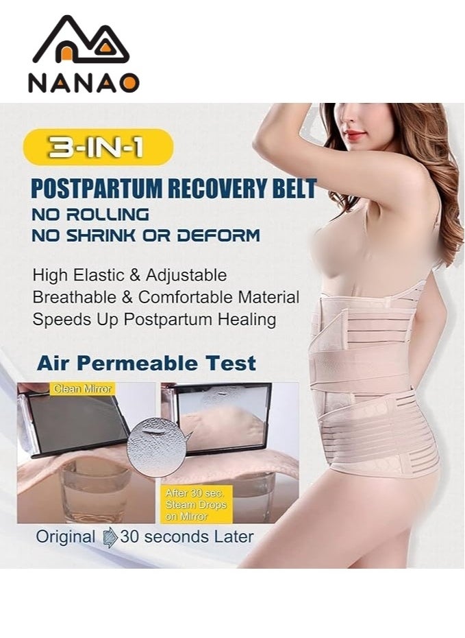 NANAO 3 in 1 Postpartum Belly Corset Belt For Waist, Postpartum Support Waist Belt Shapewear Slimming Girdl,Pelvis And Around The Stomach Very Comfortable Breathable And Under Clothes M  - Image 4