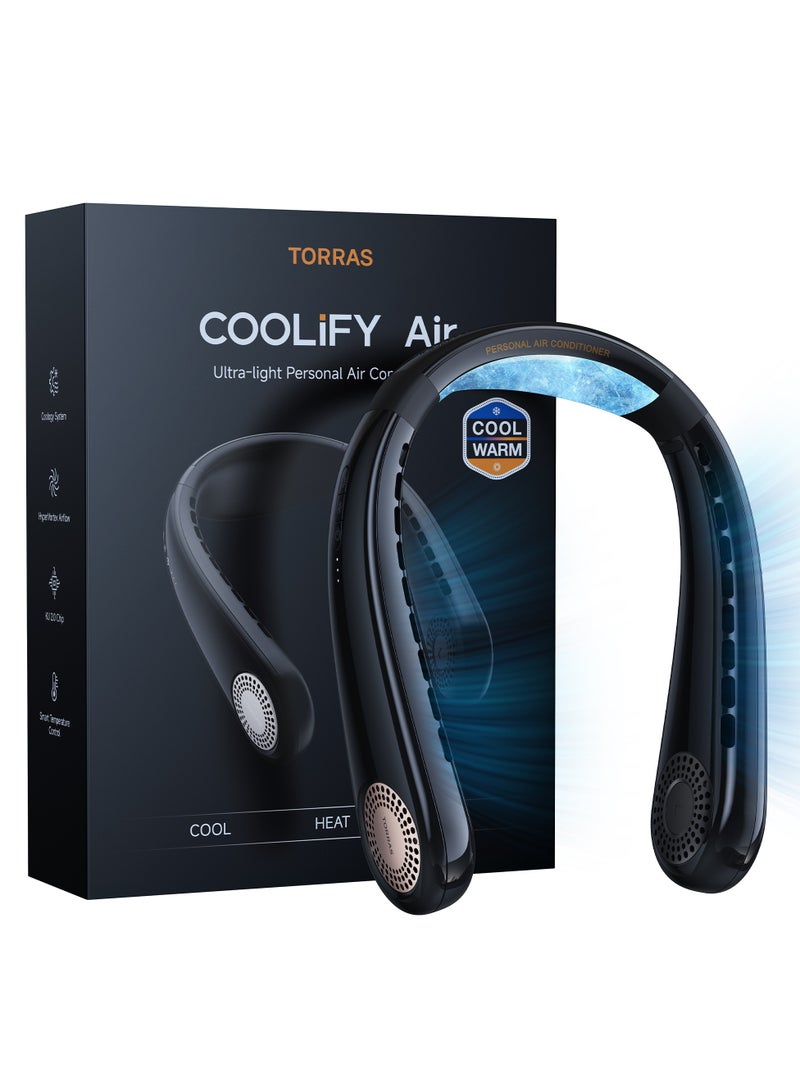 TORRAS COOLiFY Air 2025 Upgraded Neck Fan Air Conditioner, Dual-Airflow Pro Cooling, Ultra Light Portable Fan Rechargeable, Personal Cooling Fan Travel Essentials, Gifts for Dad Husband Father, Black - Image 3