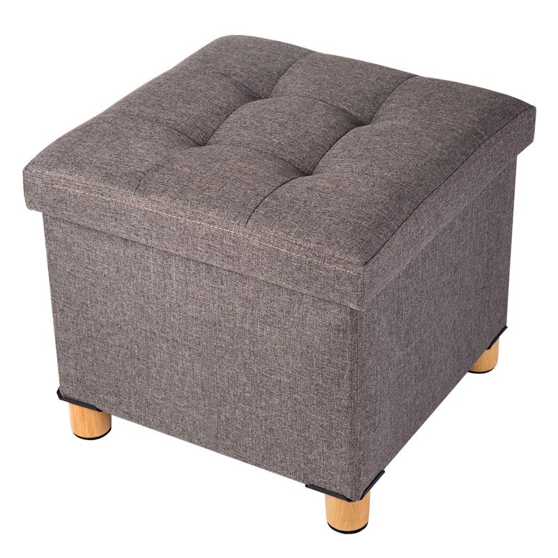 BRIAN  DANY Small Ottoman with Storage Foot Stool Ottoman Storage Cube Foot Rest for Couch with Legs Brown 15 x 15 x 15