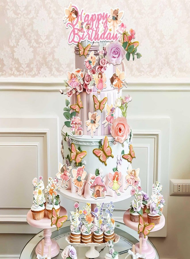 LAST HOE DOWN 80PCS Fairy Cake Topper Flower Cake Topper Fairytale Theme Party Decorations - Image 3