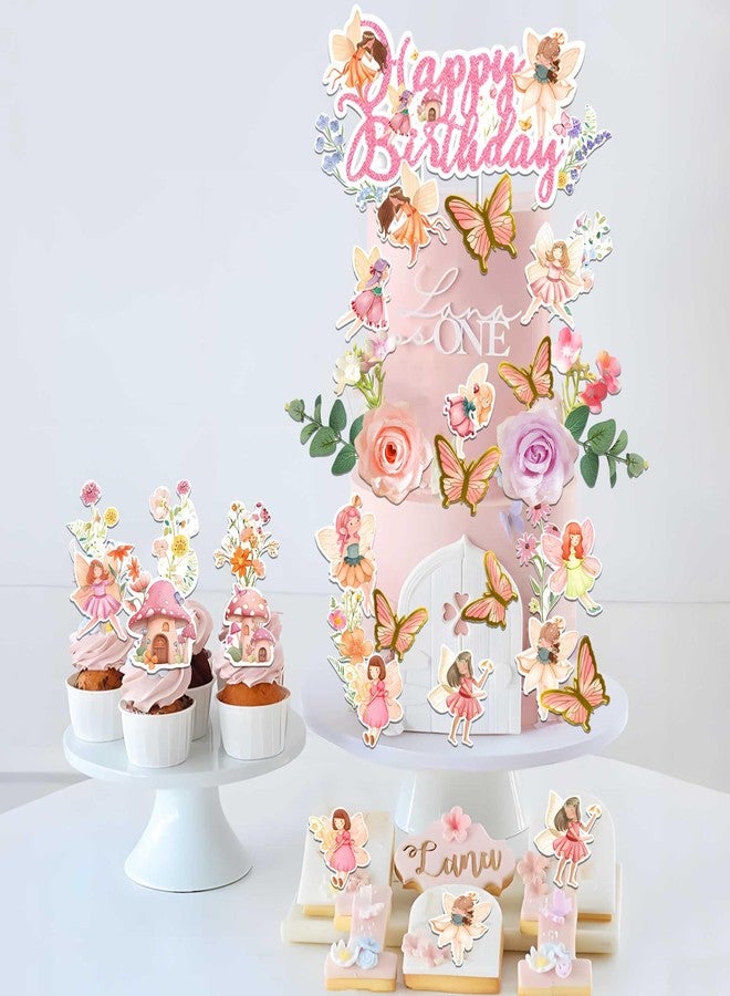 LAST HOE DOWN 80PCS Fairy Cake Topper Flower Cake Topper Fairytale Theme Party Decorations - Image 4