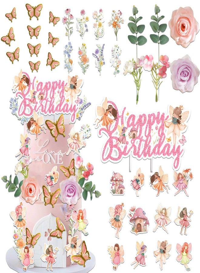 LAST HOE DOWN 80PCS Fairy Cake Topper Flower Cake Topper Fairytale Theme Party Decorations - Image 1