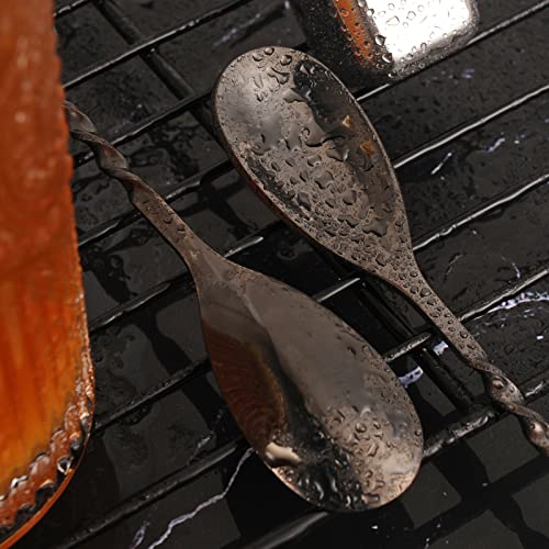 AnSaw Black 12-Inch Stainless Steel Cocktail Spoon with Leaf Handle - Perfect for Mixing & Layering Drinks in Tall Cups, Bar & Shakers - Durable Long Handle Bar Stirrer,2-Pieces - Image 4