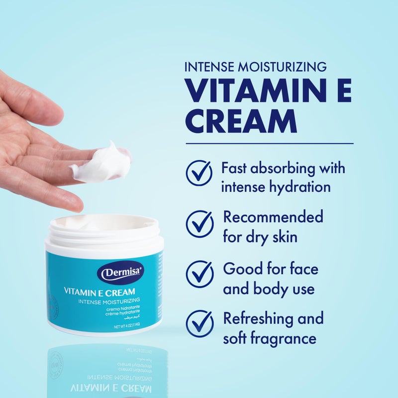 Dermisa Vitamin E Cream | Intense Moisturizer for Dry Skin | with Cocoa Butter, Collagen, Elastin & Q10 | Made in USA | Pack of 1 - Image 2