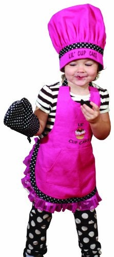 Manual Woodworkers and Weavers Childs Kitchen Apron Hat and Oven Mitt Set Lil Cupcake - Image 1