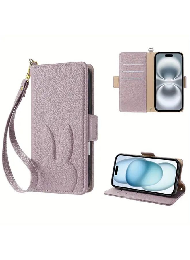 Light Purple Flip Cover Case For iPhone 14 Pro Max Anti Fingerprint Full Body Protective Shockproof Card Holder - Image 1