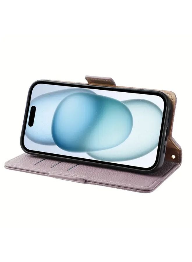 Light Purple Flip Cover Case For iPhone 14 Pro Max Anti Fingerprint Full Body Protective Shockproof Card Holder - Image 3