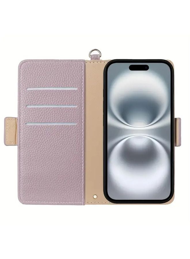 Light Purple Flip Cover Case For iPhone 14 Pro Max Anti Fingerprint Full Body Protective Shockproof Card Holder - Image 2