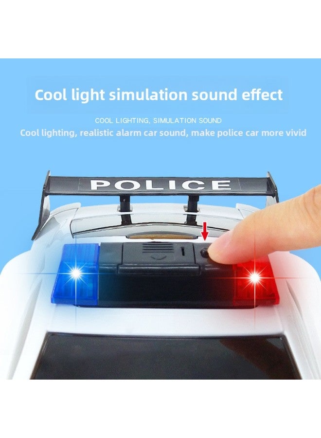 Storage Simulation Police Car Sound And Light Model With Gold Car Roadblock Map Set Public Security Children's Day Gift-Color:Large Sound And Light Special Police Car [6 Small Alloy Car + Road Sign]]  - Image 5