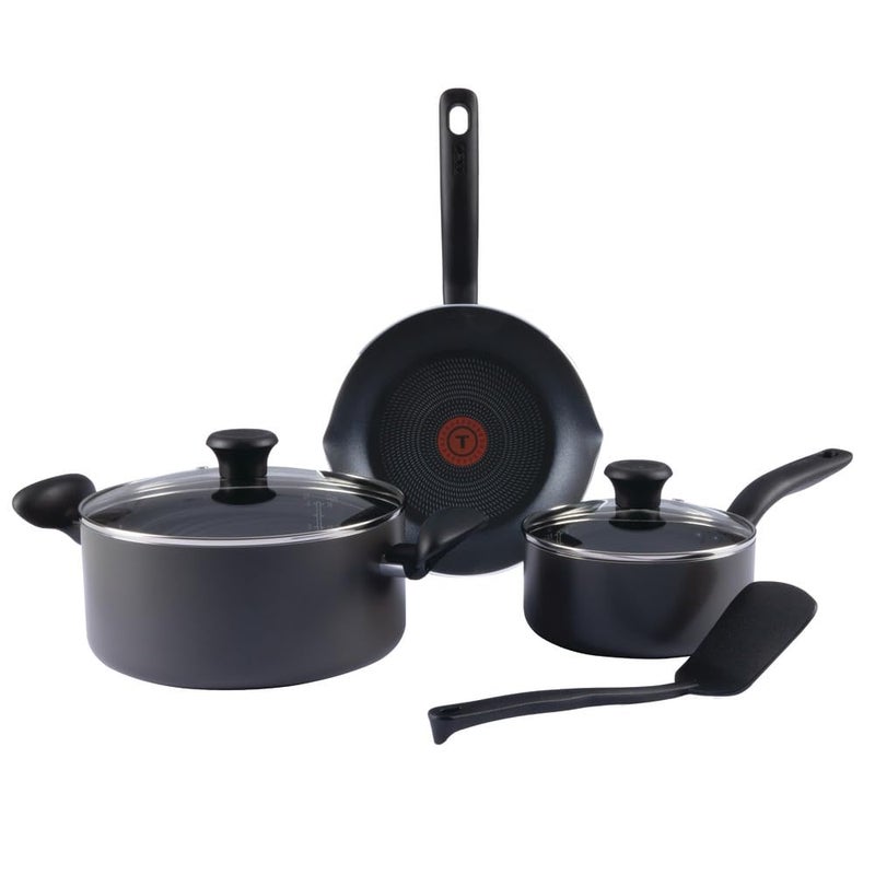T-fal Initiatives Nonstick Cookware Set 6 Piece Oven Safe 350F Cookware, Pots and Pans, Oven, Broil, Dishwasher Safe Gray - Image 1