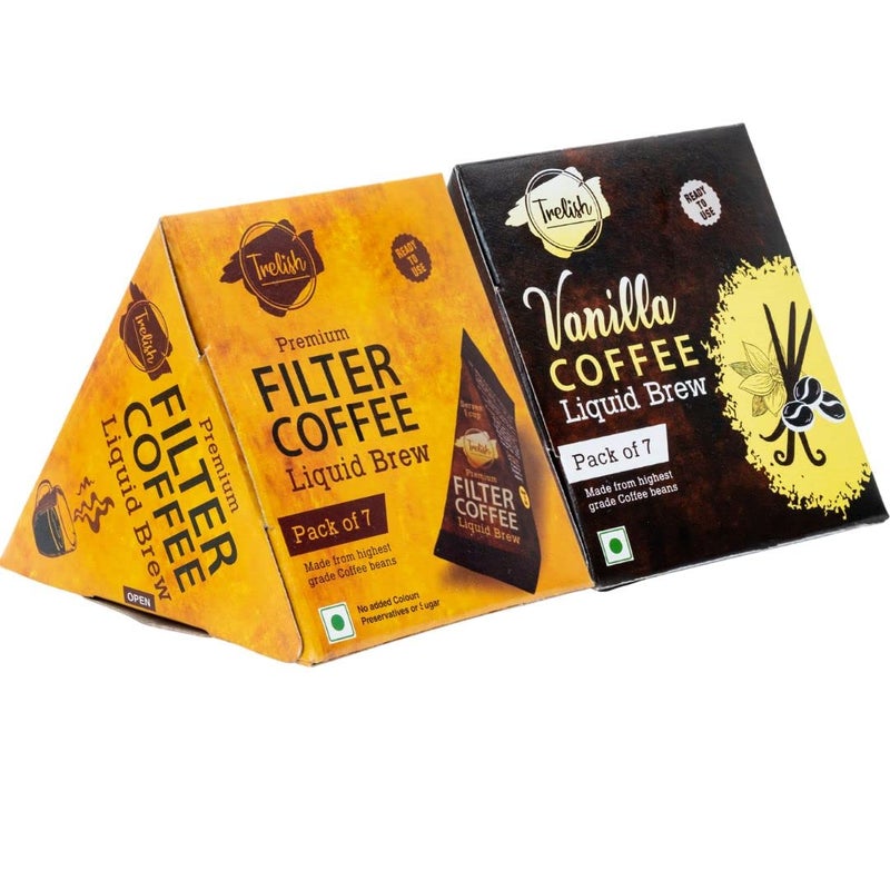 Trelish Coffee Filter Coffee And Vanilla Coffee | Instant Coffee Liquid | Makes 14 Cups | Just Add Milk/Water | Pack of 2 - Image 1
