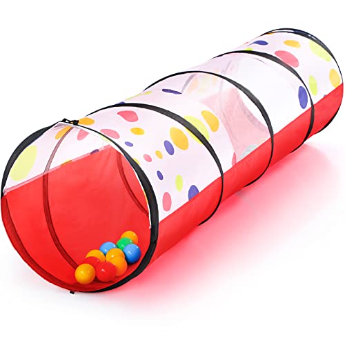 PigPigPen Kids Tunnel for ToddlersPop Up Play Tunnel Tent for Babies or Dogs Indoor Outdoor Toys for Kids Backyard Playset Red Spots Play Tunnel - Image 1