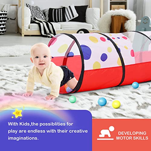 PigPigPen Kids Tunnel for ToddlersPop Up Play Tunnel Tent for Babies or Dogs Indoor Outdoor Toys for Kids Backyard Playset Red Spots Play Tunnel - Image 5