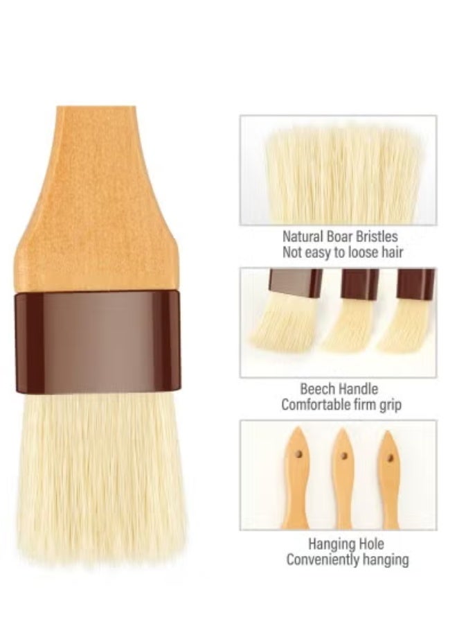 Pastry Basting Brush for Cooking – 2 Pc Brushes with Beech Wood Handles (1" & 1.5") for Baking, BBQ. - Image 3