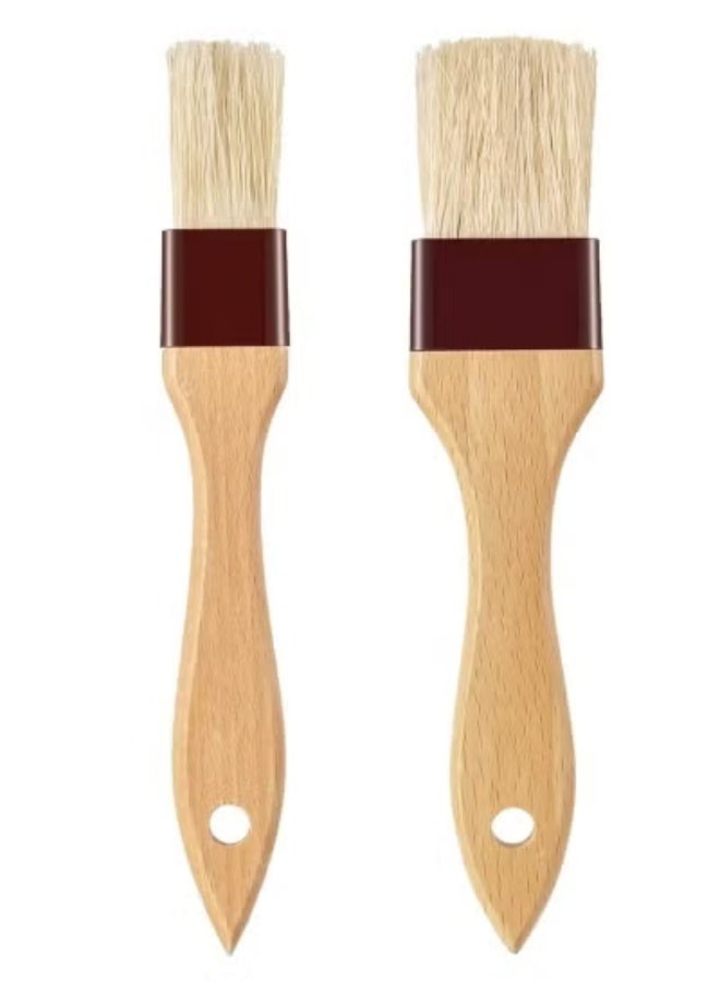 Pastry Basting Brush for Cooking – 2 Pc Brushes with Beech Wood Handles (1" & 1.5") for Baking, BBQ. - Image 1