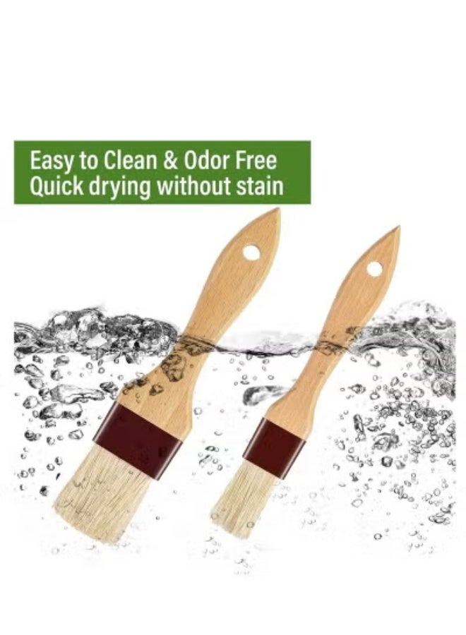 Pastry Basting Brush for Cooking – 2 Pc Brushes with Beech Wood Handles (1" & 1.5") for Baking, BBQ. - Image 5