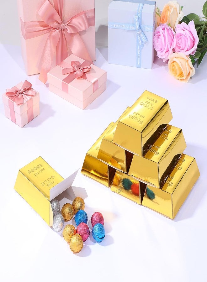 Tobeelec 30 Pcs Gold Bar Fake Gift Box Foil Gold Bar Party Favor Boxes Paper Golden Favor Boxes Treasure Brick for Christmas Party Pirate Casino Theme Party Decorations Candy Treats Chocolate Toys - Image 4