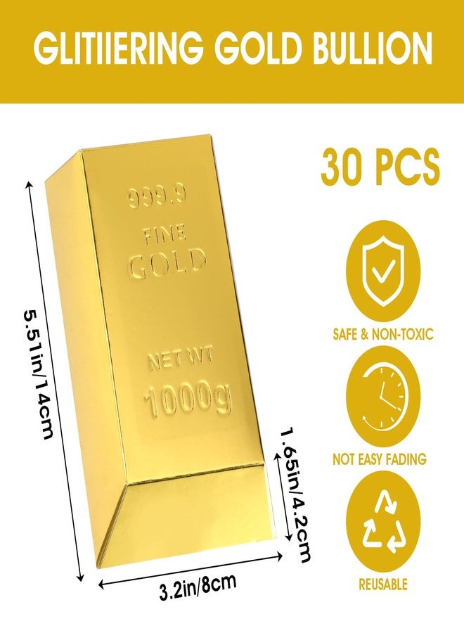 Tobeelec 30 Pcs Gold Bar Fake Gift Box Foil Gold Bar Party Favor Boxes Paper Golden Favor Boxes Treasure Brick for Christmas Party Pirate Casino Theme Party Decorations Candy Treats Chocolate Toys - Image 2