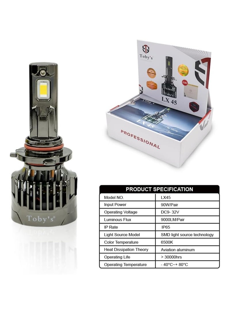 توبيز مجموعة مصابيح أمامية LED جديدة تمامًا من توبي LX 45-H7 بدرجة حرارة لون 6500 كلفن وقوة 90 وات وقوة 9000 لومن وإضاءة فائقة مثالية للرحلات الطويلة - Image 2