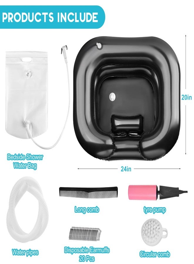 HYLCWTH Inflatable Shampoo Basin, Loc Detox Tub for Dreads, Shampoo Buddy Bowl for Bedridden, Disabled,Injured with 2.5 GL Portable Water Shower Bag（Black） - Image 2