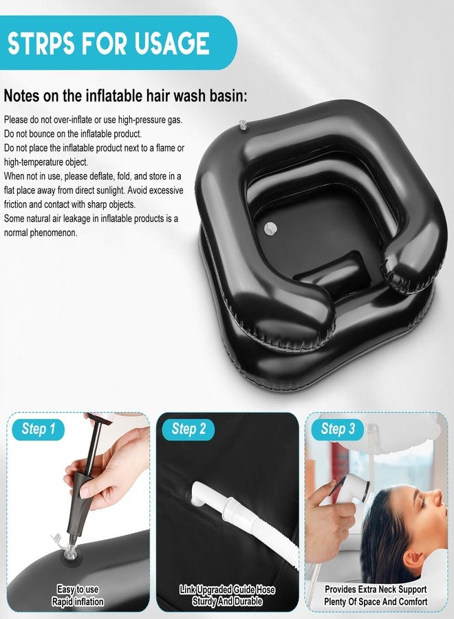 HYLCWTH Inflatable Shampoo Basin, Loc Detox Tub for Dreads, Shampoo Buddy Bowl for Bedridden, Disabled,Injured with 2.5 GL Portable Water Shower Bag（Black） - Image 4