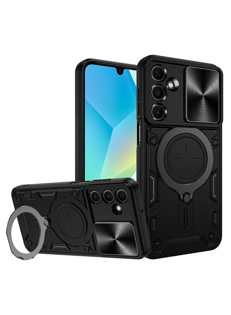 Armor Case for Samsung Galaxy A56 with Slide Camera Cover, Grade Shockproof Case with Rotatable Big Ring Kickstand - Image 1