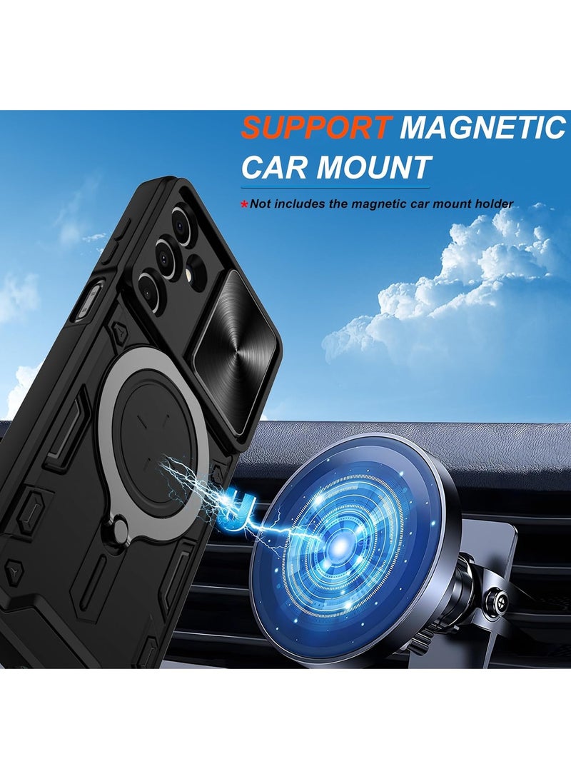 Armor Case for Samsung Galaxy A56 with Slide Camera Cover, Grade Shockproof Case with Rotatable Big Ring Kickstand - Image 5