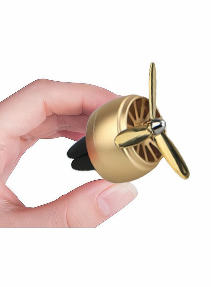 SYOSI Car Fragrance Diffuser Vent Clip Car Air Fresheners Car Purifier Remove The Smell Of Smoke Stylish Propeller Shape Car Decoration ( Gold ) - Image 1
