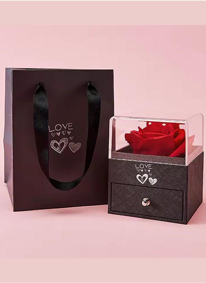 Generic Handmade Preserved Rose Jewelry Gift Box Real Eternal Red Roses Enchanted Flower Gift for Girlfriend Mother Wife on Anniversary Valentine's Day Mother's Day Christmas Day Thanksgiving Day (Grey) 