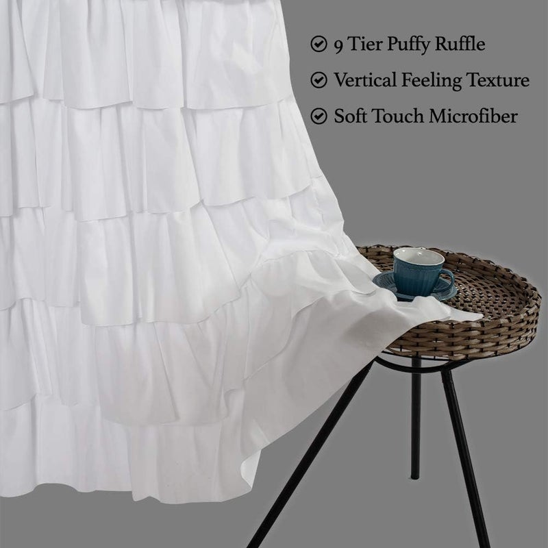 WestWeir Ruffle Shower Curtain,36-inches Wide Stall,White Ruffled Bath Curtains for Bathroom,Fabric Farmhouse Decor,Soft Touch Decorative Cloth Texture,(72 inch Long,1 Panel) - Image 2
