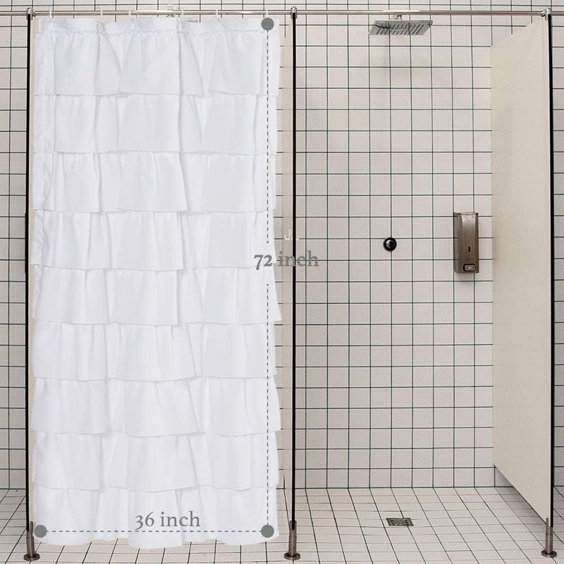 WestWeir Ruffle Shower Curtain,36-inches Wide Stall,White Ruffled Bath Curtains for Bathroom,Fabric Farmhouse Decor,Soft Touch Decorative Cloth Texture,(72 inch Long,1 Panel) - Image 3