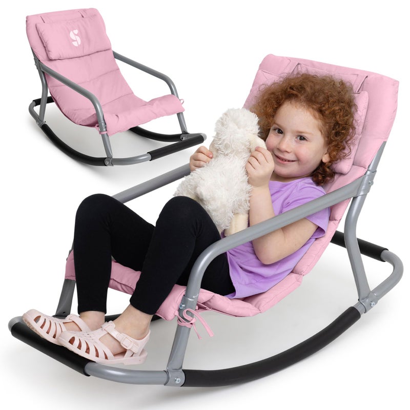 Special Supplies Sensory Rocking Chair for Kids  Comfortable Kids Rocker Versatile Floor Chair with Soft Fabric and Stability for Playroom Bedroom or Nursery Ages 3  Pink