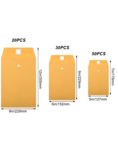 Zonon 100 Pieces 3 Sizes Clasp Envelopes Kraft Paper Catalog Clasp Envelope With Clasp Closure For Filing Storing Privacy Ensuring Or Mailing Documents (9 X 12 Inch 6 X 9 Inch 5 X 7 Inch)  - Image 2