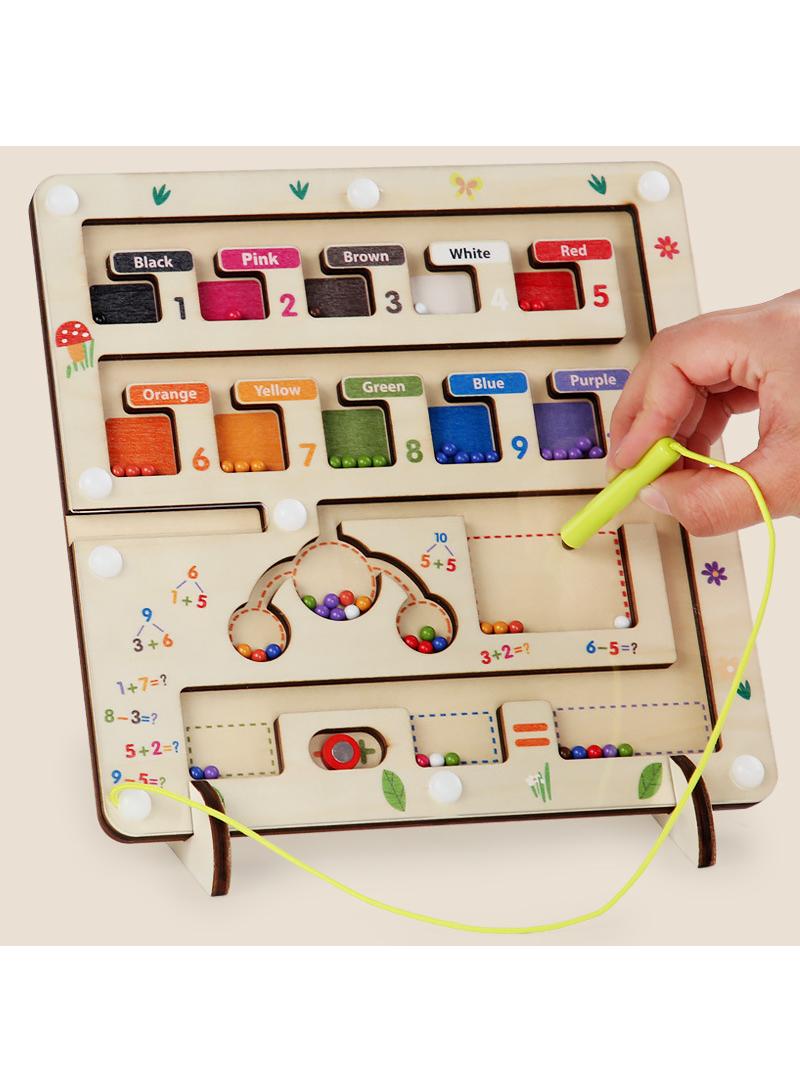 Children's wooden magnetic numerical operation color classification magnetic bead movement counting game puzzle toys - Image 1