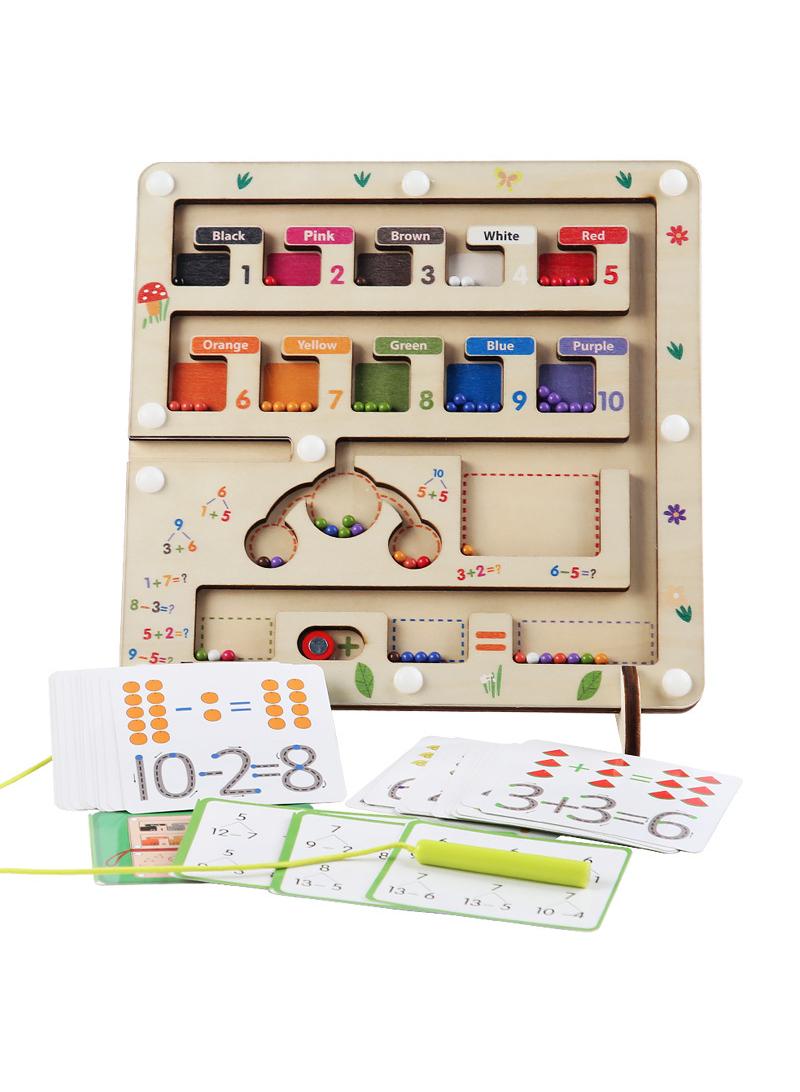 Children's wooden magnetic numerical operation color classification magnetic bead movement counting game puzzle toys - Image 5