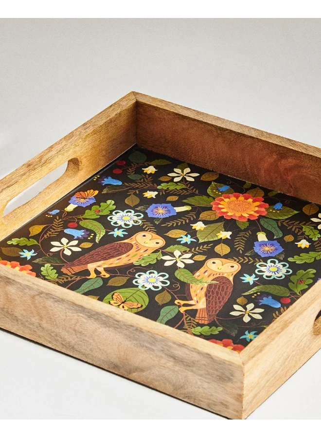 Chumbak Hoot & Blossom  Wooden Tray