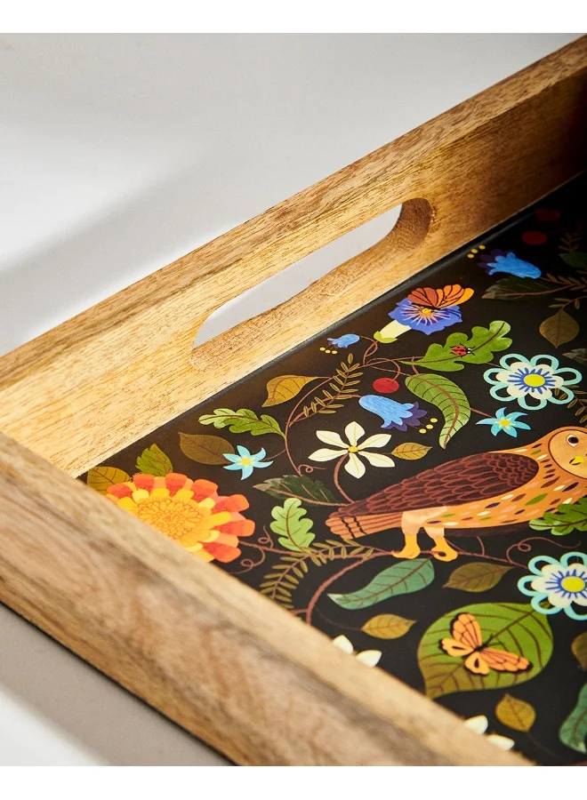Chumbak Hoot & Blossom  Wooden Tray