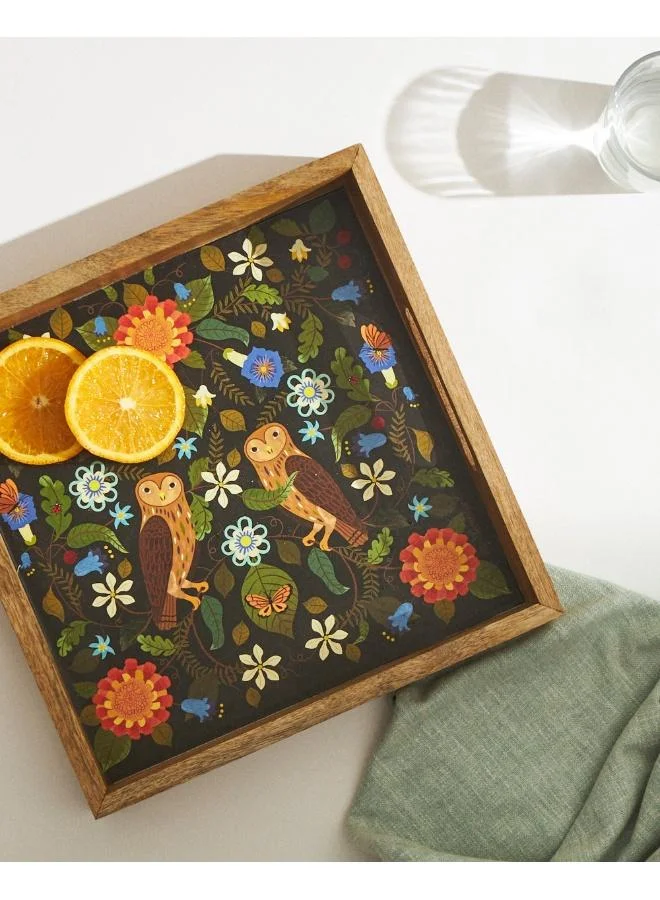 Chumbak Hoot & Blossom  Wooden Tray