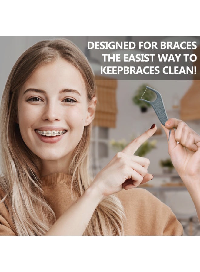 Dr.Emma Dr. Emma Orthodontic Flossers for Braces, Ortho Dental Floss Picks, Mint Flavor 60 Count/Bag (Gray, 2pack) - Image 4