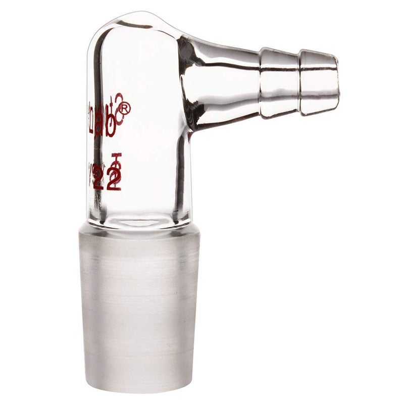 stonylab Glass 90 Degree Vacuum/Gas Adapter, Borosilicate Glass Bent Inlet Adapter with 19/22 Inner Joint and Hose for Laboratory Lab Supply - Image 1