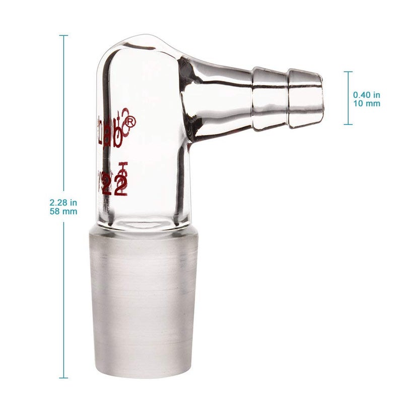 stonylab Glass 90 Degree Vacuum/Gas Adapter, Borosilicate Glass Bent Inlet Adapter with 19/22 Inner Joint and Hose for Laboratory Lab Supply - Image 2
