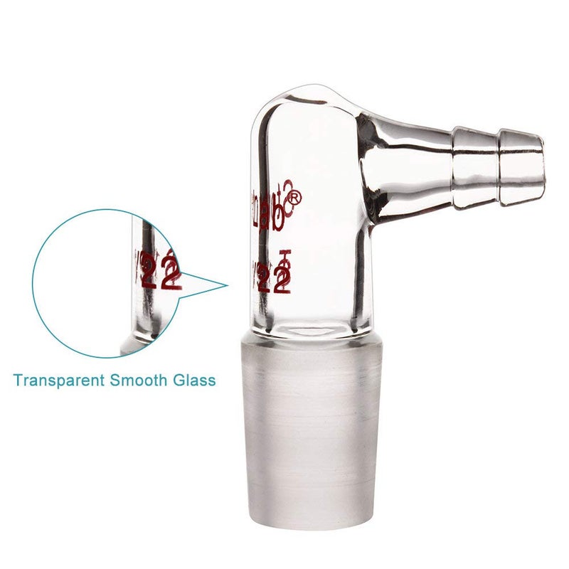 stonylab Glass 90 Degree Vacuum/Gas Adapter, Borosilicate Glass Bent Inlet Adapter with 19/22 Inner Joint and Hose for Laboratory Lab Supply - Image 3