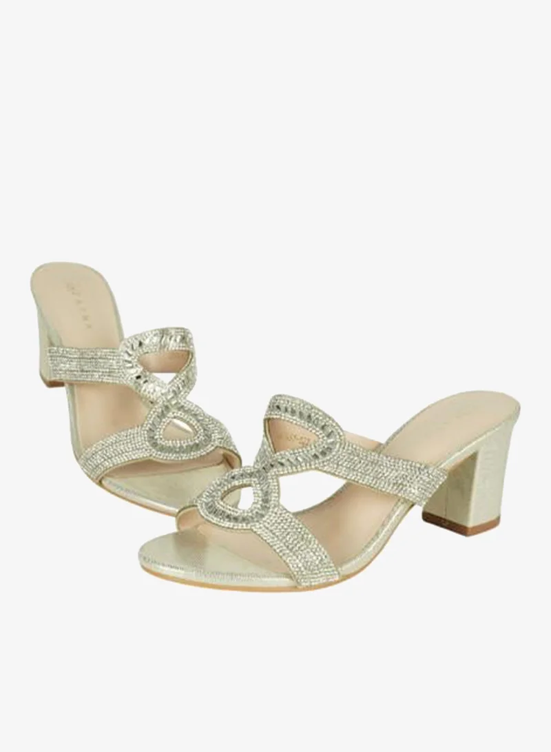 Zayna Gold 221-227 Zayna Ladies Block Heel Sandals 2G5957-522 Gold for Women | Best Price UAE