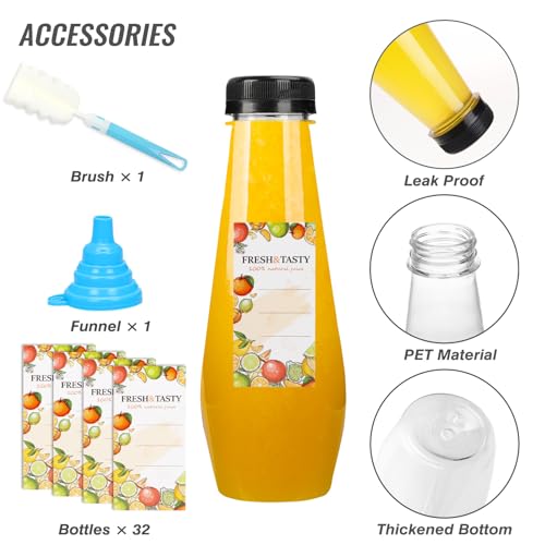 TOMNK 32pcs 12oz Juice Bottles, Empty Plastic Juicing Bottles with Caps, Cone Reusable Clear Bulk Beverage Containers for Juicing, Drinking, Milkshake, Tea and Other Beverages - Image 3