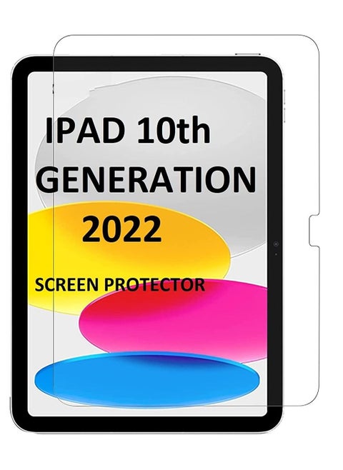 واقي شاشة لجهاز iPad 10.9 بوصة 2022 من الجيل العاشر من الحافة إلى الحافة تغطية كاملة للشاشة من الزجاج المقوى المضاد للخدش