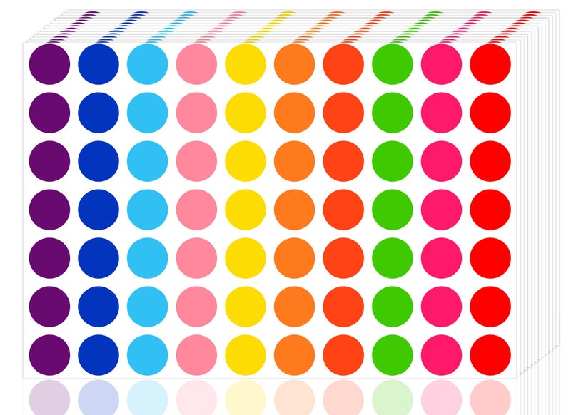 Utron 3500 Pieces Dot Stickers, 3/4 inch Color Coding Labels, 10 Color Circle Price Stickers for Office Classroom Student - Image 1
