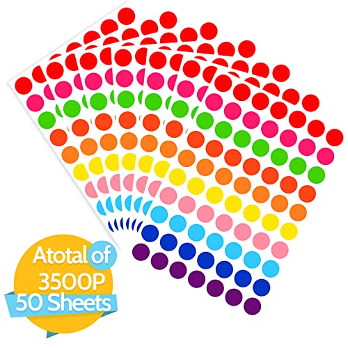 Utron 3500 Pieces Dot Stickers, 3/4 inch Color Coding Labels, 10 Color Circle Price Stickers for Office Classroom Student - Image 3