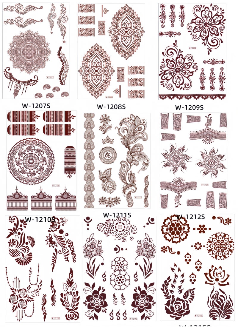 Generic - 9-Piece Henna Hand Waterproof Temporary Semi-Permanent Stickers - Image 1